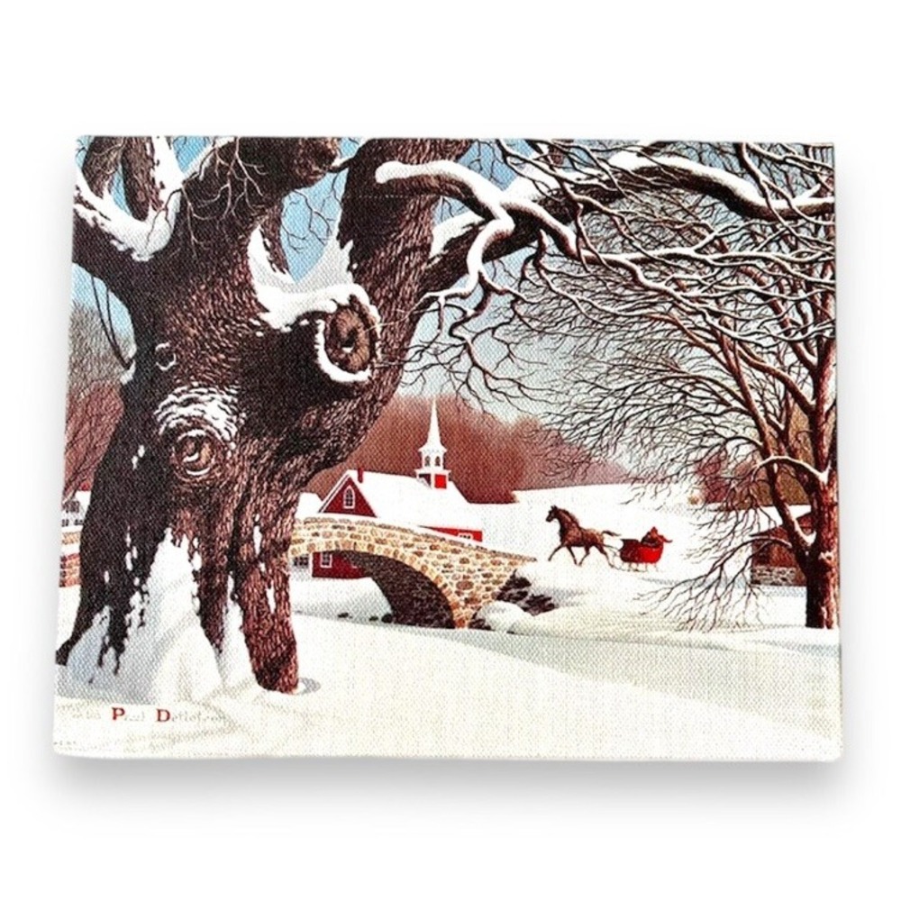 Snow Day Paul Detlefsen Winde Fine Prints 8X10 Sleigh Bridge Vintage Litho 1977